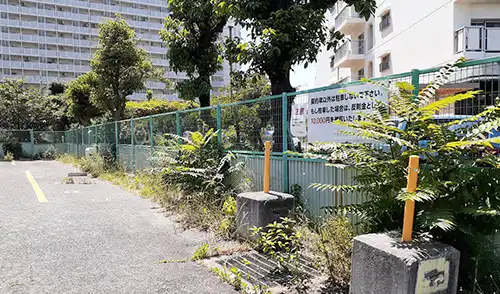 神戸市中央区・港島住宅駐車場様・草刈・除草 / 施工前